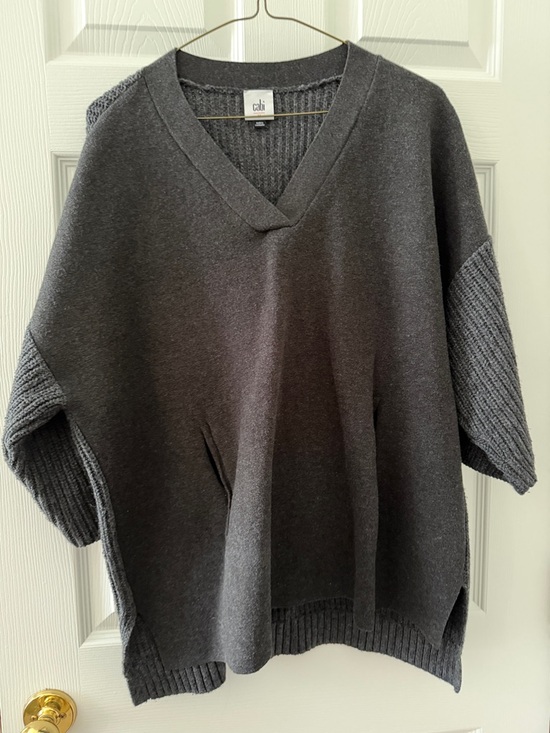 CAbi Sweaters - CAbi Charcoal V-Neck Short Sleeve Sweater